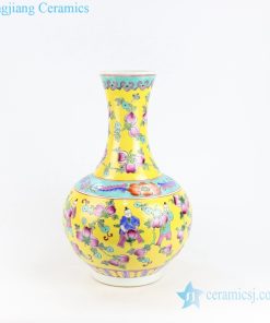 Famille rose multicolor  glaze vase front view