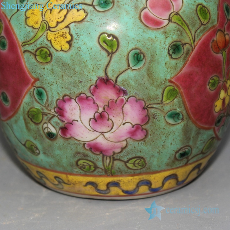 Beautiful traditional color glaze jar detail
