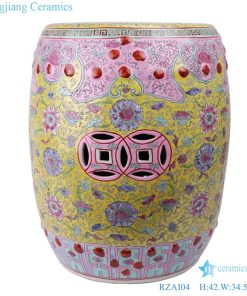 Qing Dynasty syle color glaze ceramic stool front view