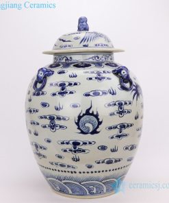  Totem dragon pattern ceramic ginger jar front view