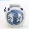 blue and white antique ceramic pot  front view