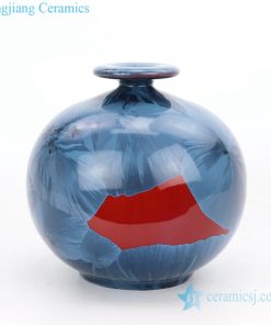 Handmade blue glaze pottery vases front view