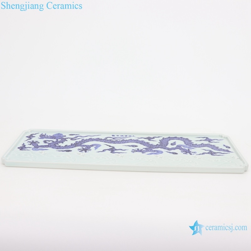 Rectangular tea tray chinese style dragon pattern 