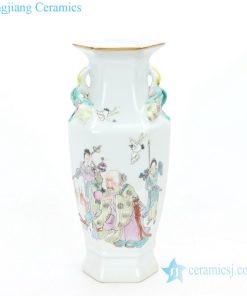 Exquisite figures hand-painted  porcelain vases front view