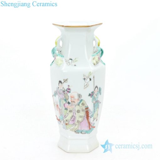 Exquisite figures hand-painted  porcelain vases front view