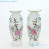 flower and bird hand-painted ceramic vases front view