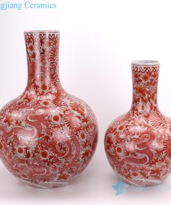 Beautiful red dragon pattern enamel vase