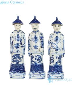 Traditional style blue and white figurine front view