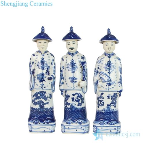 Traditional style blue and white figurine front view