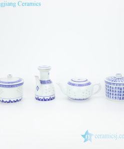 Blue and white hand painted  restaurant pot