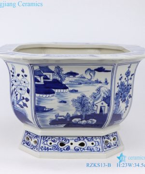 Chinese landscape pattern anrique  color glaze flowerpot