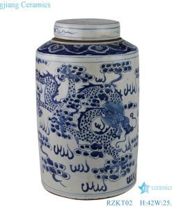 cloud dragon and phoenix patterns tea canister  front view