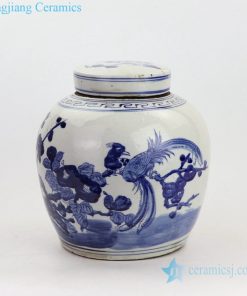 Blue and white retro ceramic tea jar