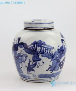 Beautiful blue and white porcelain teapot front view