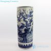 Blue and white ceramic umbrella stand front view