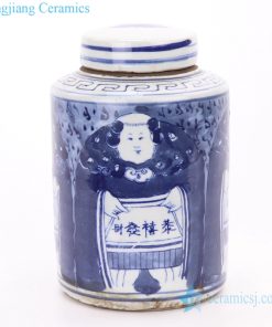 Antique blue and white ceramic pot figure pattern