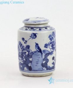 Blue and white porcelain jar front view