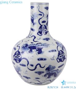 Straight mouth blue and white vase old style