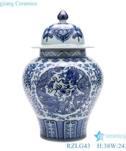 High-grade blue and white general pot front view