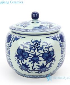 Antique blue and white tea pot front view