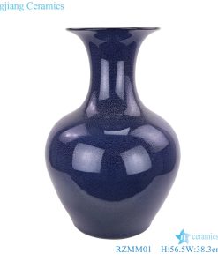 Deep blue color glaze porcelain big vases front view