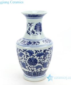Lotus pattern hand painted vase decoration front view