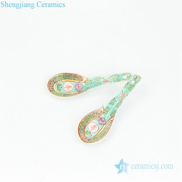 Jingdezhen traditional longevity rose ceramic spoon