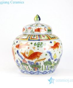 Beautiful enamel fish and grass ceramic tank front veiw