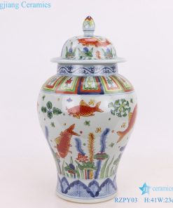 reproduction multicolored fish pattern pot  front view