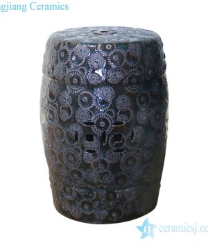 Dark Chinese exquisite relief design ceramic stool