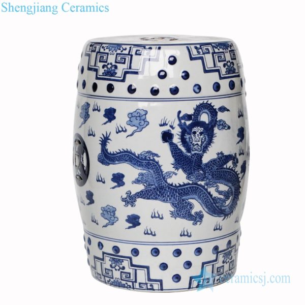 dragon design ceramic stool