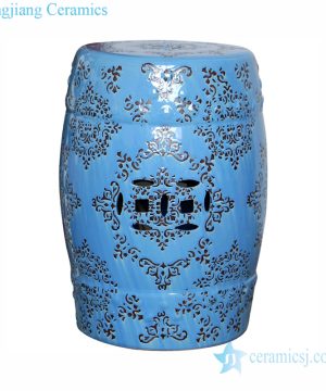 Carved pattern blue pottery and porcelain stool