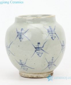 Ancient hand-painted ceramic vase front view