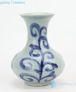 Old style round ceramic small vase front view