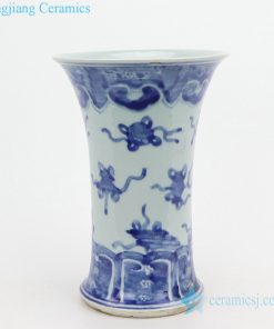 Blue and white round mouth vase front view