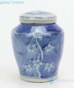 Cherry blossom pattern ceramic storage jar front view
