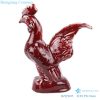 chinese style cock statue red glaze front view