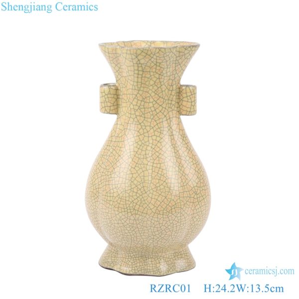  flower mouth melon rib ceramics vases front view