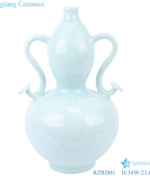 archaize white porcelain blue glaze  vase front view