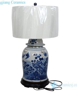 Antique flower and bird lamp shade front view
