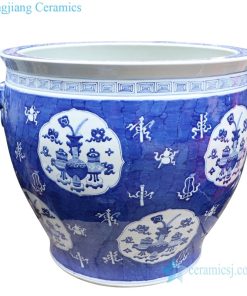 artistic blue and white ceramic jar