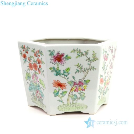 multicolored floral ceramic flower pot