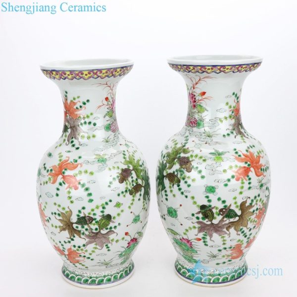 hand painted famille rose ceramic vase