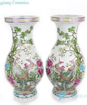 phoenix and floral design vase