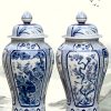 classical blue and white twin ceramic jar