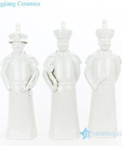 Three qing dynasty emperor figures ceramic sculpture