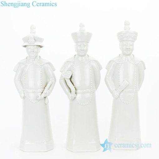 Three qing dynasty emperor figures ceramic sculpture