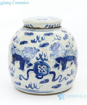 small blue and white covered tea pot