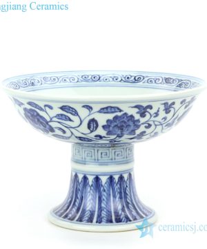 blue and white floral ceramic bowl