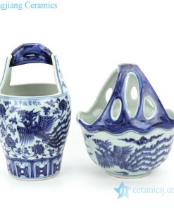 blue and white ceramic with unique shape vase